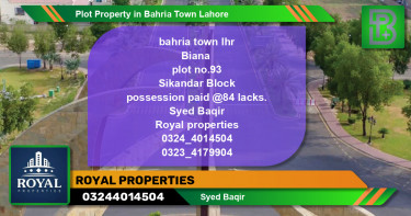 Residential Plot for Sale in Bahria Town, Lahore - (BP-63345)