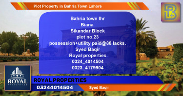 Residential Plot for Sale in Bahria Town, Lahore - (BP-63351)