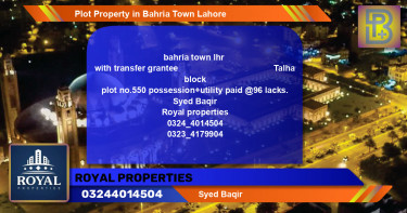 Residential Plot for Sale in Bahria Town, Lahore - (BP-63352)