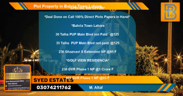 Residential Plot for Sale in Bahria Town, Lahore - (BP-63372)
