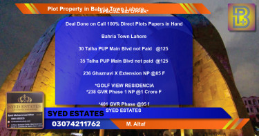 Residential Plot for Sale in Bahria Town, Lahore - (BP-63394)