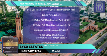 Residential Plot for Sale in Bahria Town, Lahore - (BP-63408)