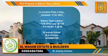 Residential Plot for Sale in Bahria Town, Lahore - (BP-63512)