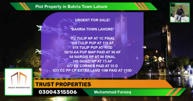 Residential Plot for Sale in Bahria Town, Lahore - (BP-63597)