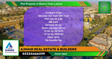 Residential Plot for Sale in Bahria Town, Lahore - (BP-63665)