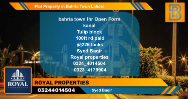 Residential Plot for Sale in Bahria Town, Lahore - (BP-63684)