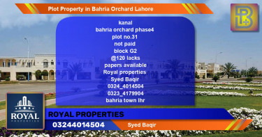 Residential Plot for Sale in Bahria Orchard, Lahore - (BP-63686)