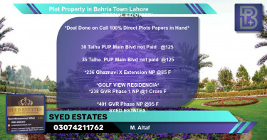 Residential Plot for Sale in Bahria Town, Lahore - (BP-63815)