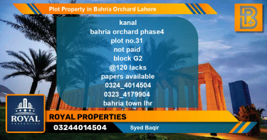 Residential Plot for Sale in Bahria Orchard, Lahore - (BP-63859)