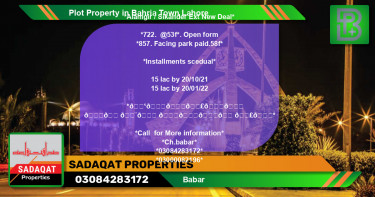Residential Plot for Sale in Bahria Town, Lahore - (BP-63888)