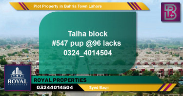 Residential Plot for Sale in Bahria Town, Lahore - (BP-63901)