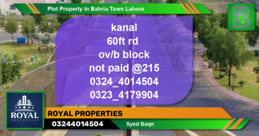 Residential Plot for Sale in Bahria Town, Lahore - (BP-63933)