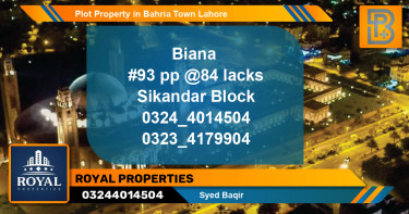 Residential Plot for Sale in Bahria Town, Lahore - (BP-63935)