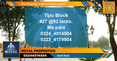 Residential Plot for Sale in Bahria Town, Lahore - (BP-63941)