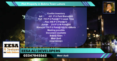 Residential Plot for Sale in Bahria Town, Lahore - (BP-63978)
