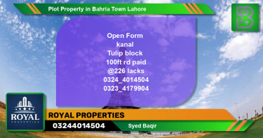 Residential Plot for Sale in Bahria Town, Lahore - (BP-64000)