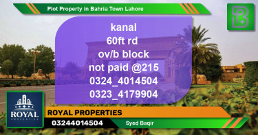Residential Plot for Sale in Bahria Town, Lahore - (BP-64001)