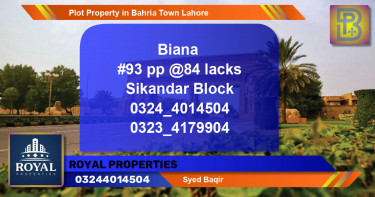 Residential Plot for Sale in Bahria Town, Lahore - (BP-64003)