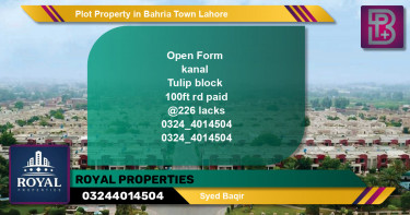 Residential Plot for Sale in Bahria Town, Lahore - (BP-64068)