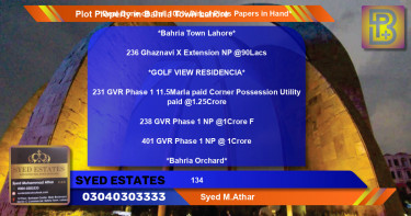 Residential Plot for Sale in Bahria Town, Lahore - (BP-64093)