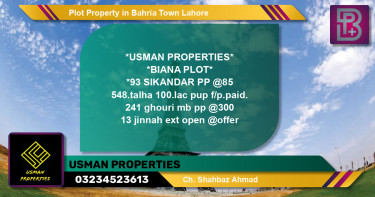 Residential Plot for Sale in Bahria Town, Lahore - (BP-64149)
