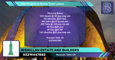 Residential Plot for Sale in Bahria Town, Lahore - (BP-64247)