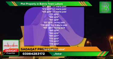 Residential Plot for Sale in Bahria Town, Lahore - (BP-64307)