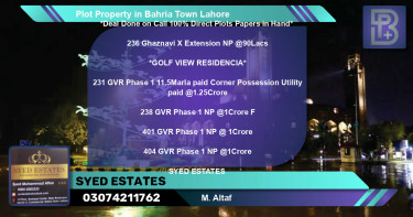 Residential Plot for Sale in Bahria Town, Lahore - (BP-64524)