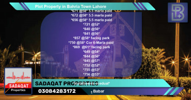 Residential Plot for Sale in Bahria Town, Lahore - (BP-64576)
