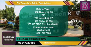 Residential Plot for Sale in Bahria Town, Lahore - (BP-64623)