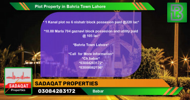 Residential Plot for Sale in Bahria Town, Lahore - (BP-64630)