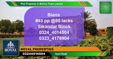 Residential Plot for Sale in Bahria Town, Lahore - (BP-64632)
