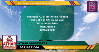 Residential Plot for Sale in Bahria Town, Lahore - (BP-64708)