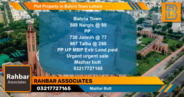 Residential Plot for Sale in Bahria Town, Lahore - (BP-64744)