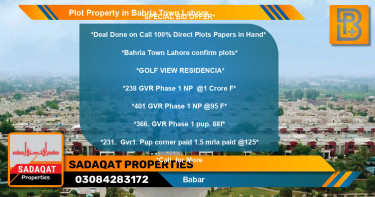 Residential Plot for Sale in Bahria Town, Lahore - (BP-64772)