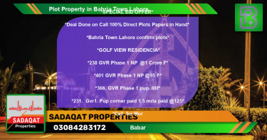 Residential Plot for Sale in Bahria Town, Lahore - (BP-64773)