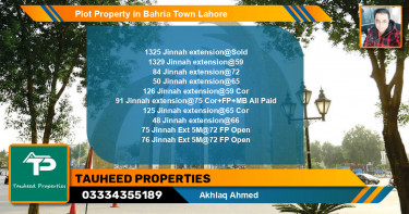 Residential Plot for Sale in Bahria Town, Lahore - (BP-64781)