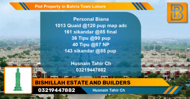 Residential Plot for Sale in Bahria Town, Lahore - (BP-64794)