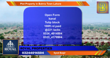 Residential Plot for Sale in Bahria Town, Lahore - (BP-64856)