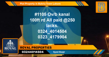 Residential Plot for Sale in Bahria Town, Lahore - (BP-64863)