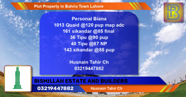 Residential Plot for Sale in Bahria Town, Lahore - (BP-64927)