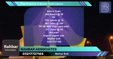 Residential Plot for Sale in Bahria Town, Lahore - (BP-65032)