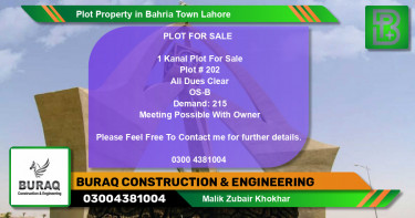 Residential Plot for Sale in Bahria Town, Lahore - (BP-65090)