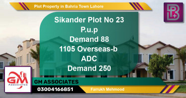 Residential Plot for Sale in Bahria Town, Lahore - (BP-65115)
