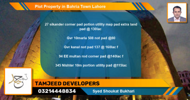 Residential Plot for Sale in Bahria Town, Lahore - (BP-65192)