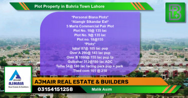 Commercial Plot for Sale in Bahria Town, Lahore - (BP-65368)