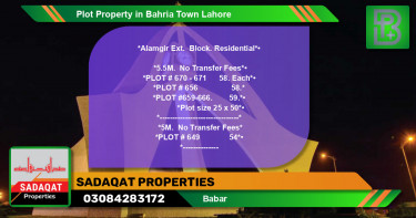Residential Plot for Sale in Bahria Town, Lahore - (BP-65476)