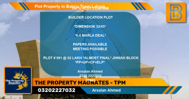 Residential Plot for Sale in Bahria Town, Lahore - (BP-65536)