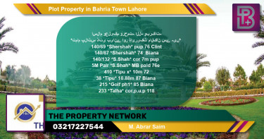 Residential Plot for Sale in Bahria Town, Lahore - (BP-65737)