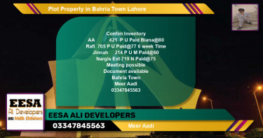 Residential Plot for Sale in Bahria Town, Lahore - (BP-65761)